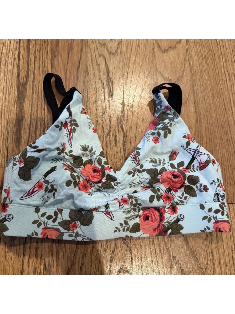MeUndies Liquid Death Soft Green floral Bra Small